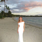 Elegant White Off Shoulder Mermaid Long Party Dress, DP4258