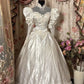 White High Neck Long Sleeves A-Line Satin Retro Wedding Dress, DP4262