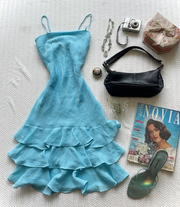 Blue Straps A-Line Vintage Midi Length Cocktail Dress Party Dress, DP4 –  DSProm