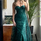 Green Sweetheart Mermaid Tulle Lace Long Prom Dress, DP4296