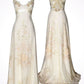 Elegant Ivory Straps Embroidery Sheath Satin Long Prom Dress, DP4303