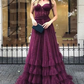 A-Line Spaghetti Straps Tiered Tulle Prom Dress Formal Party Dress,DP431