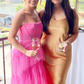 Hot Pink Spaghetti Straps Tulle Tired Prom Dress Formal Graduation Party Dresses,DP432