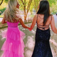 Hot Pink Spaghetti Straps Tulle Tired Prom Dress Formal Graduation Party Dresses,DP432