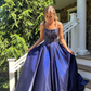 Sparkly Royal Blue A-Line Spaghetti Straps Long Prom Dress Evening Party Dress,DP436