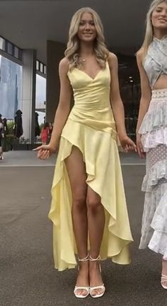 Yellow High-Low Spaghetti Straps Prom Dress Party Dress,DP442