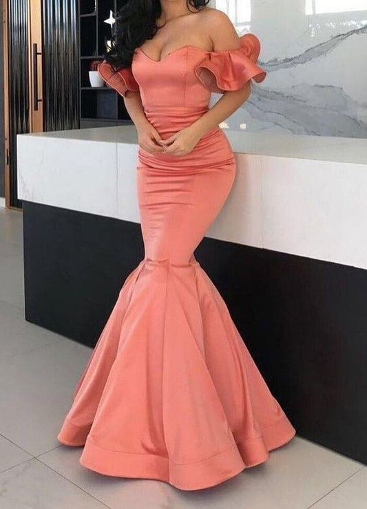 Pink Off Shoulder Mermaid Prom Dress Party Dress,DP453