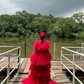 Red V Neck TulleTiered Tutu Dress Party Dress African Prom Quinceanera Dress,DP460