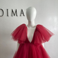 Red V Neck TulleTiered Tutu Dress Party Dress African Prom Quinceanera Dress,DP460