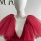 Red V Neck TulleTiered Tutu Dress Party Dress African Prom Quinceanera Dress,DP460