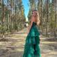 Sweetheart Tulle Tiered Hunter Green Slit Long Prom Dress Party Dress,DP472