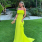 Bright Green Strapless A-Line Long Party Dress Prom Dress,DP489