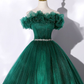 Green Tulle Off Shoulder Long Prom Dress Ball Gown Sweet 16 Dress,DP490