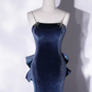 Blue Mermaid Velvet Long Prom Dresses Velvet Long Evening Dress,DP496