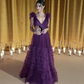 Dark Purple A-Line Tulle V Neck Long Prom Dress Formal Party Dress,DP512