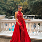 Charming Red Mermaid Halter Long Prom Dress Party Dress with Sequins,DP522