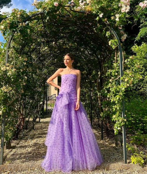 Purple A-Line Strapless Long Prom Dress Party Dress,DP523