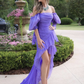 Purple High-Low Tulle Off Shoulder Prom Dress Party Dress,DP527