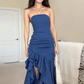 Sexy Mermaid Strapless Ruffles Long Prom Dress Party Dress,DP528