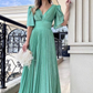 Simple V Neck Half Sleeve A-Line Long Prom Dress Party Dress,DP535