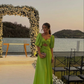 Green Half Sleeves Long Prom Dresses A-line Evening Party Dresses,DP538