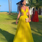 Sexy Yellow A-Line Spaghetti Straps Prom Dress Evening Party Dress,DP546