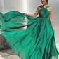 Green Plain Backless Long A-line Chiffon Prom Dress ,DP548