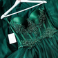 Emerald Corset Tulle Sweetheart Neckline Beaded Lace Prom Gown Evening Dress,DP553