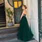 Emerald Corset Tulle Sweetheart Neckline Beaded Lace Prom Gown Evening Dress,DP553