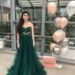 Emerald Corset Tulle Sweetheart Neckline Beaded Lace Prom Gown Evening Dress,DP553