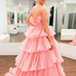 Sweet Tulle Tiered Strapless A-Line Evening Ball Gown Prom Dress,DP558