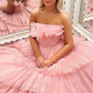 Sweet Tulle Tiered Strapless A-Line Evening Ball Gown Prom Dress,DP558