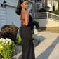 Charming Black Trumpet Mermaid African Long Prom Dress Evening Dress,DP564