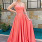 A Line Spaghetti Straps Sweetheart Ruched Long Bridesmaid Dress Prom Dress,DP568