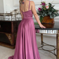 A Line Spaghetti Straps Sweetheart Ruched Long Bridesmaid Dress Prom Dress,DP568