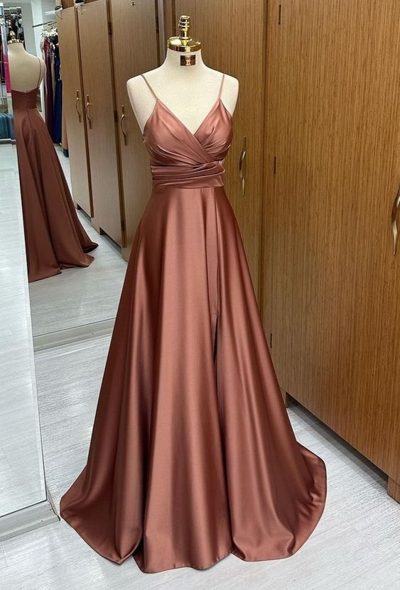 Sexy Spaghetti Straps A-Line Floor-Length Evening Gown Long Prom Dress,DP574