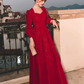 Red Glitter Modest Prom Dress Formal Evening Dress Long Sleeve Floor Length,DP579