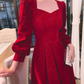 Red Glitter Modest Prom Dress Formal Evening Dress Long Sleeve Floor Length,DP579