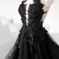 Black Tulle Lace Long Prom Dress Formal Party Dress Graduation Dress,DP586