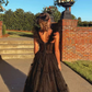 Black Tulle Tiered Ankle-Length Long Prom Dress A-Line Evening Gown,DP608