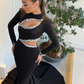 Charming Black Long Sleeves Mermaid Prom Dresses With Pearls,DP615