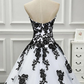 Strapless Beautiful White and Black Long Prom Dress Ball Gown Wedding Dress,DP623