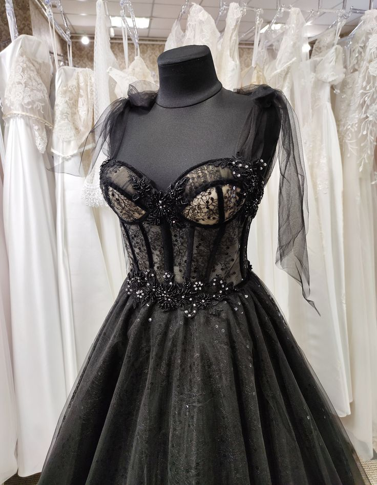 Tulle Black A-Line Long Prom Dress Elegant Evening Party Dress,DP624