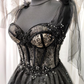 Tulle Black A-Line Long Prom Dress Elegant Evening Party Dress,DP624