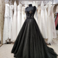 Tulle Black A-Line Long Prom Dress Elegant Evening Party Dress,DP624