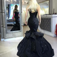 Chic Black Mermaid Formal Dresses Long Sequins Ruffles Party Gowns,DP627