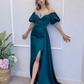 Peacock Beading Off-the-Shoulder Mermaid Long Prom Dress with Slit,DP652