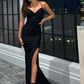 Mermaid Halter Black Long Prom Dress with Cross Criss Back,DP673