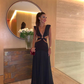 Charming Black A-Line Deep V Neck Long Prom Dress,DP681