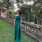 Green A-Line One Shoulder Long Prom Dress Formal Party Dress,DP682